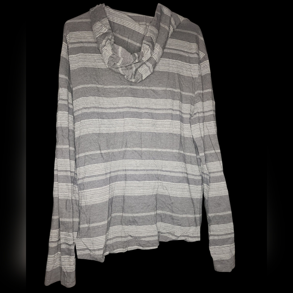 Hollister Charcoal Striped Long Sleeve Shirt With Hood - Picture 2 of 3